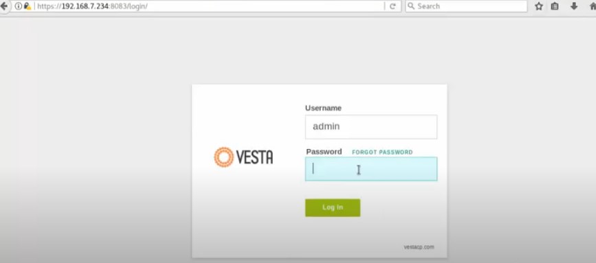 Vesta CP install Server